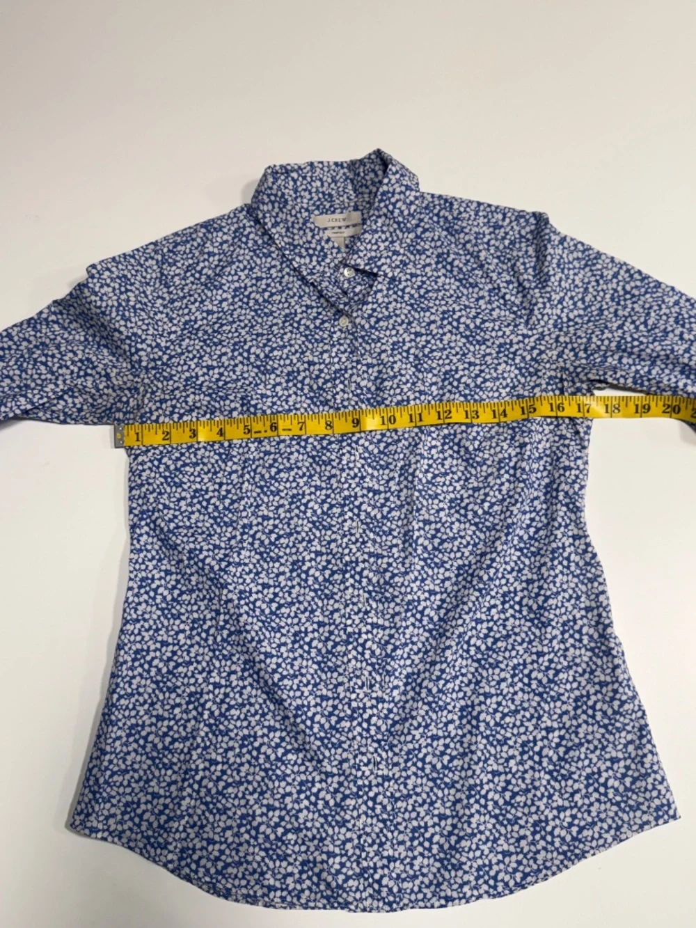 J. Crew Perfect Shirt, Blue and White Floral Long Sleeve Button Down, Size 2 - Picture 9 of 12